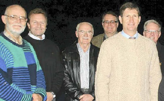Peter Pickering (WHA president), Rob Kirkwood (STI), Ron Bellingham (retired Mayor), Gary Humphries (Qld Govt), Lawrence Springborg (Member for Southern Downs), Bernie Trapp (flood c’tee), Glenn Eastwell (flood c’tee project manager), Sheryl Windle (flood c’tee), Ross Bartley (Deputy Mayor), Greg McDonald (electrical contactor) and Darryl Gillam (flood c’tee) at the official opening of the new London blue surface and re-built facilities at the Warwick hockey grounds.